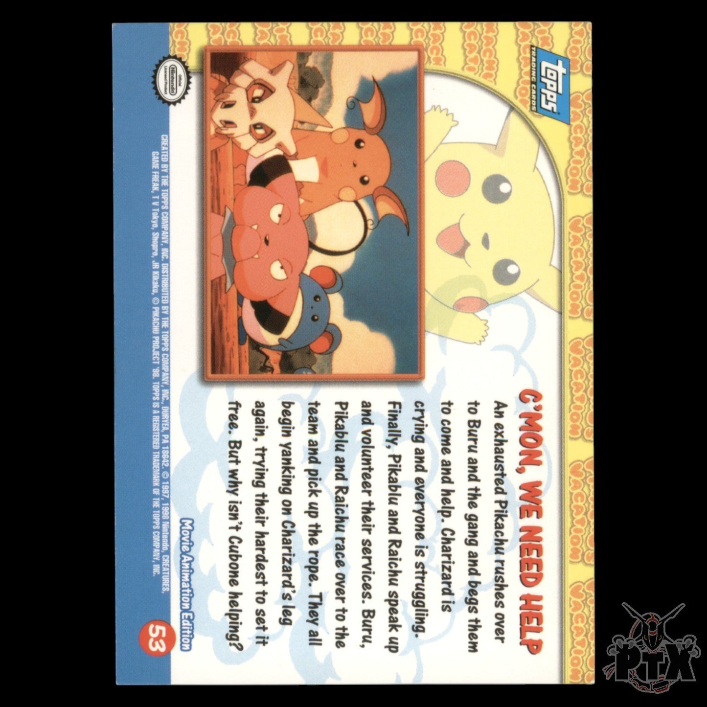 Topps The First Movie C'mon, we need help Pikachu's Vacation Pokemon 2000