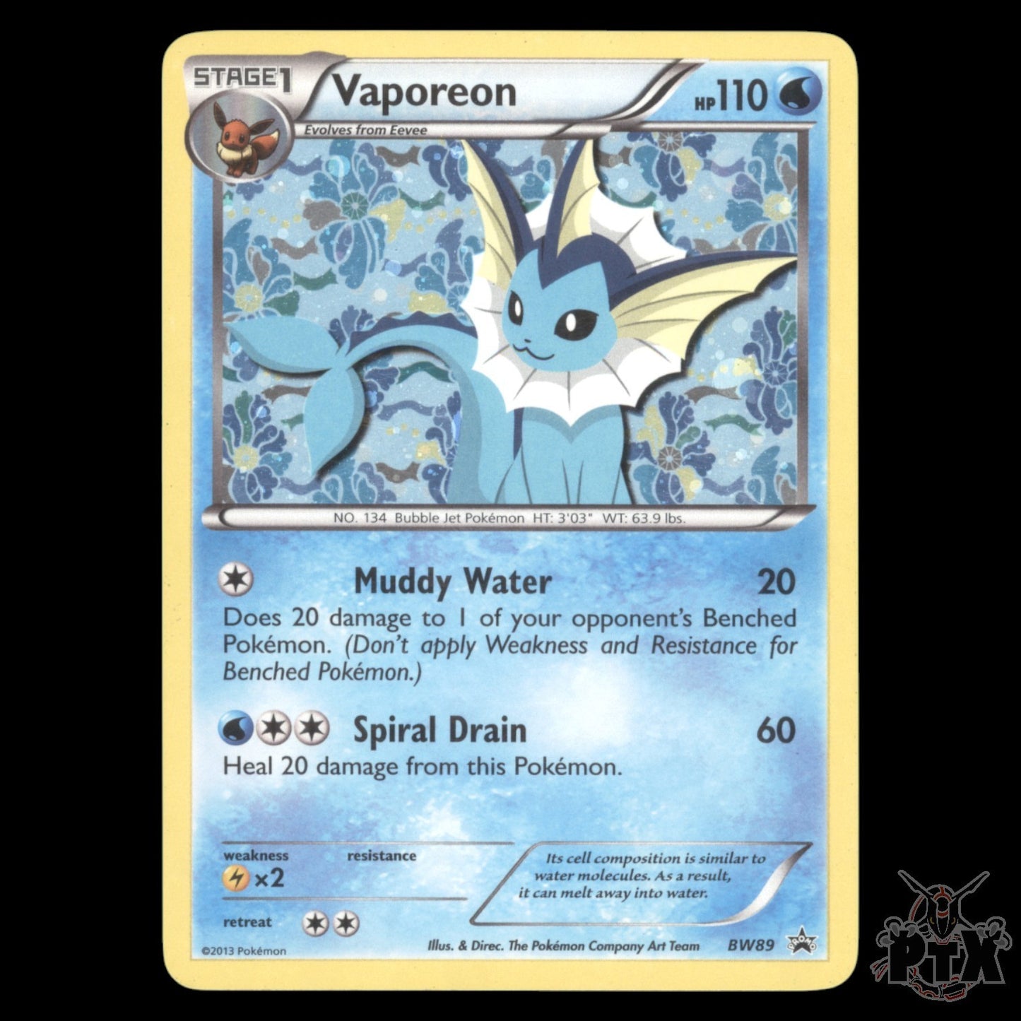 Vaporeon Holo #BW89 Black & White Promo MP/Moderatly Played Pokemon 2013