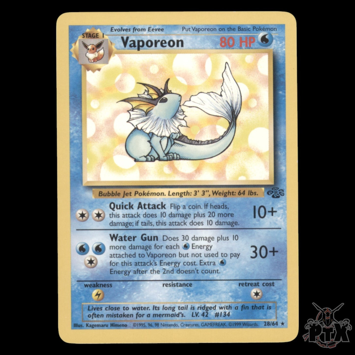 Vaporeon #28/64 Non Holo Jungle NM/Near Mint Pokemon 1999