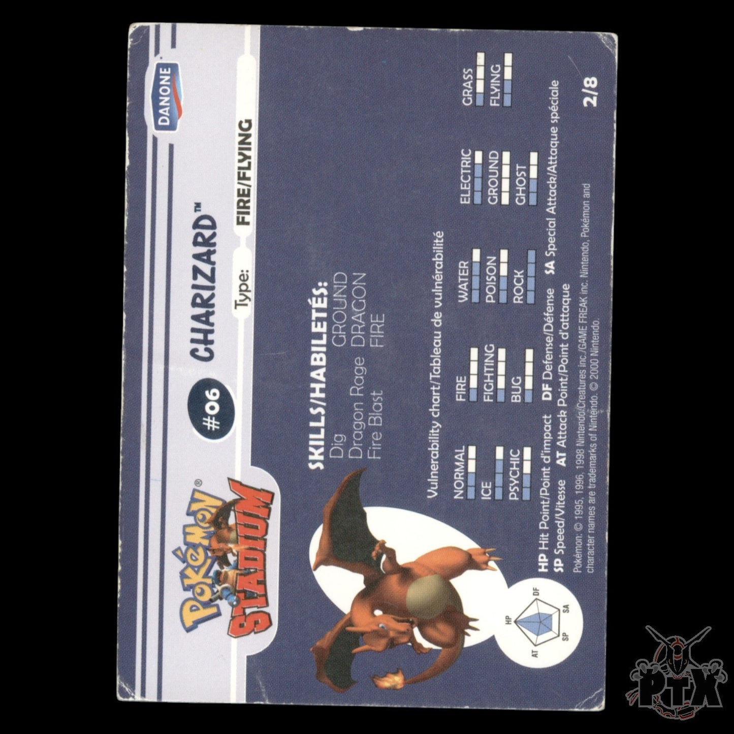 Pokemon Stadium Danone Charizard #06 Gold Foil HP/Heavily Played 2000