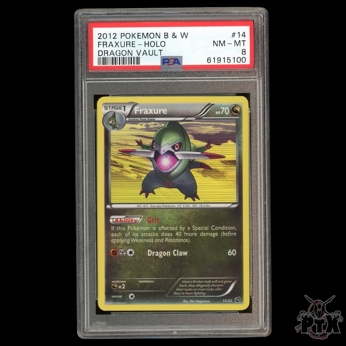 Fraxure Holo #14/20 PSA 8 Dragon Vault Pokemon 2012