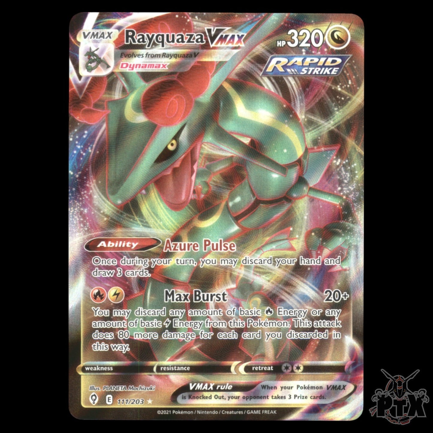 Rayquaza Vmax #111/203 Evolving Skies NM/Near Mint Pokemon 2021