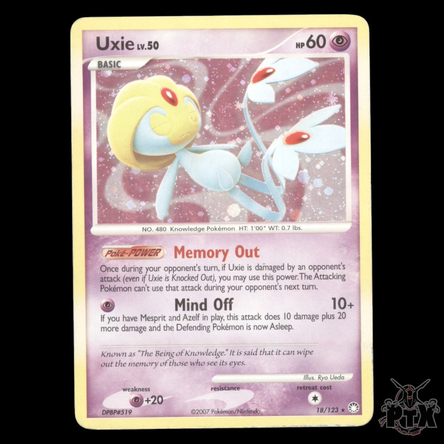 Uxie Holo #18/123 Mysterious Treasures MP/Moderatly Played Pokemon 2007