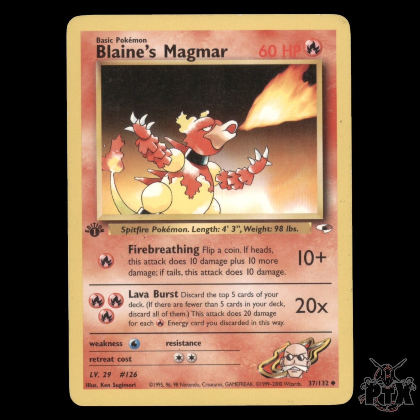 Blaine's Magmar 1st Editon #37/132 Gym Heroes NM/LP Pokemon 2000