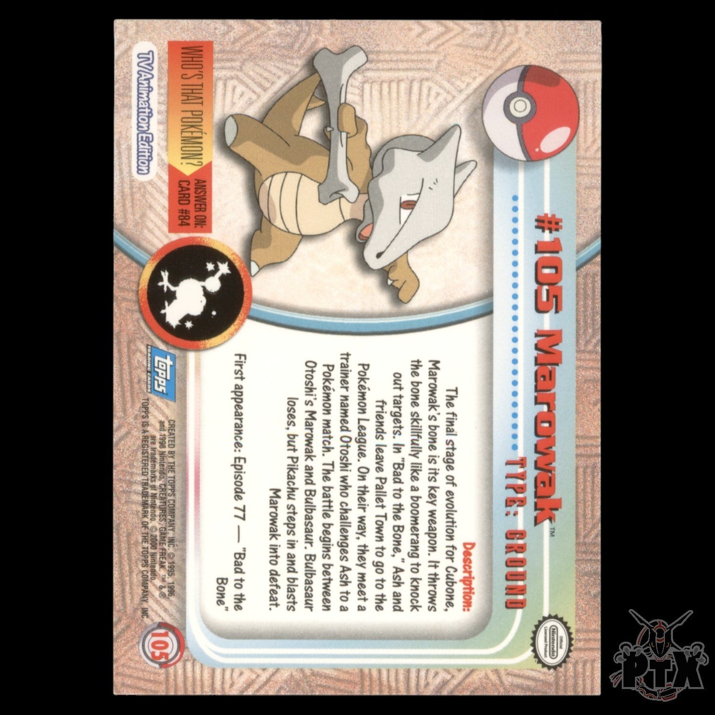 Topps Marowak #105 Foil Series 2 Pokemon 2000