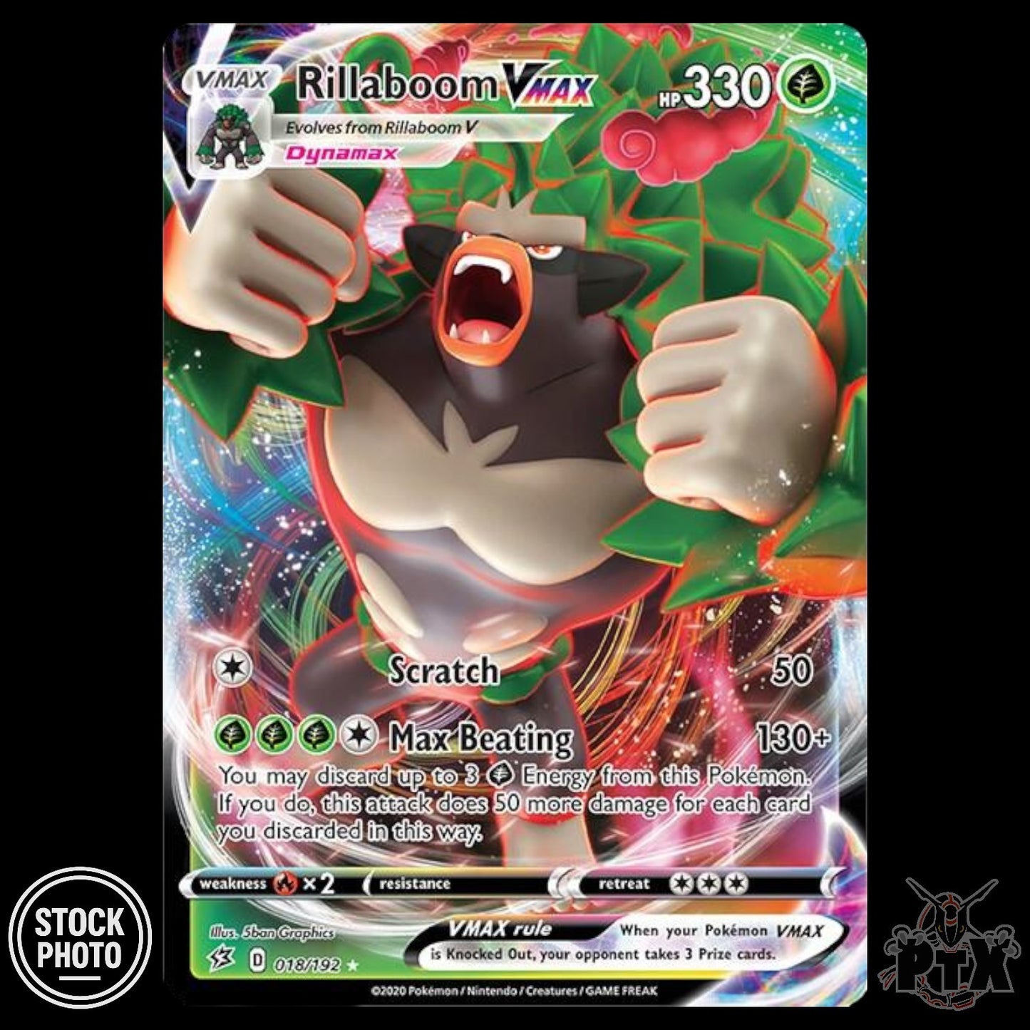 Rillaboom VMAX #018/192 Rebel Clash NM/Near Mint Pokemon 2020