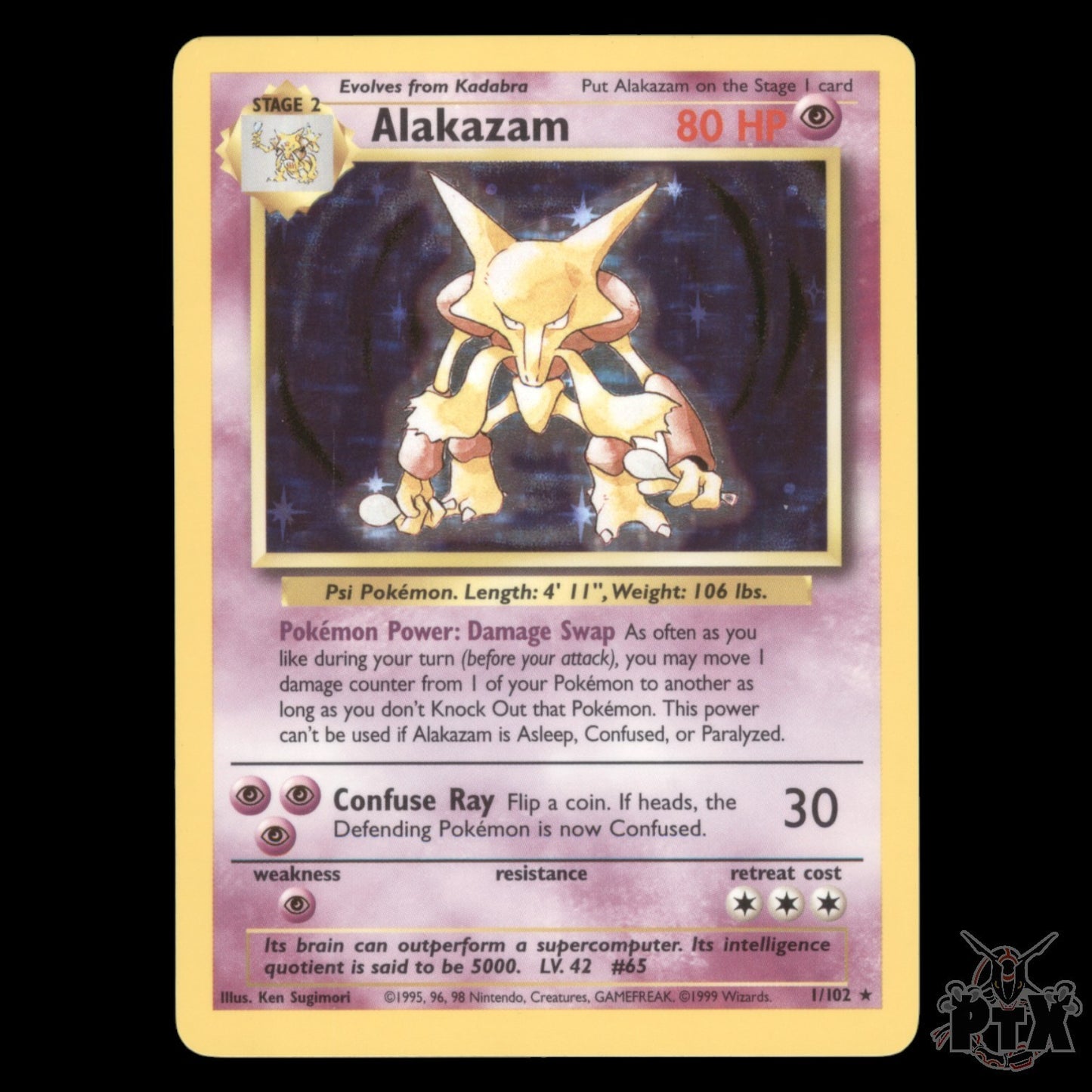 Alakazam Holo #1/102 Base Set NM/Near Mint Pokemon 1999