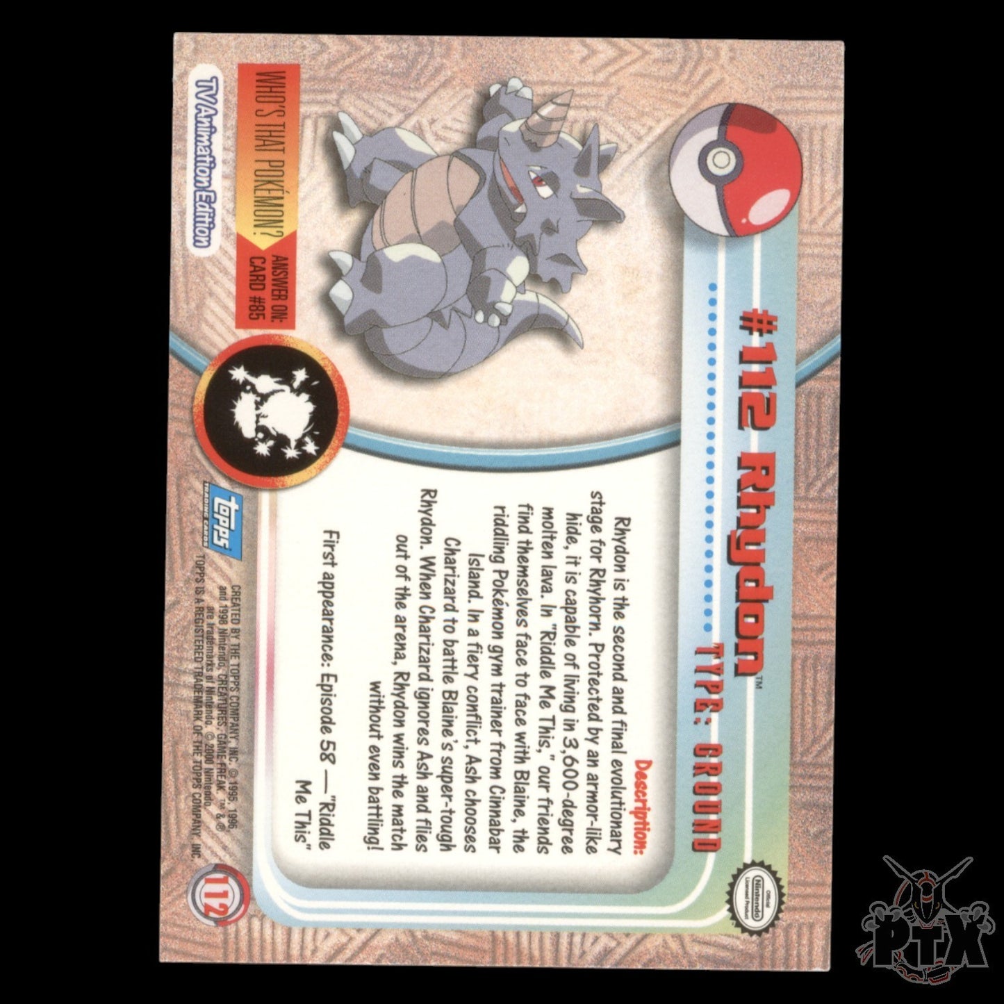 Topps Rhydon #112 Foil Series 2 Pokemon 2000