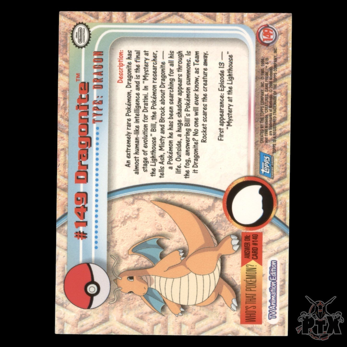 Topps Dragonite #149 Foil Series 3 Pokemon 2000