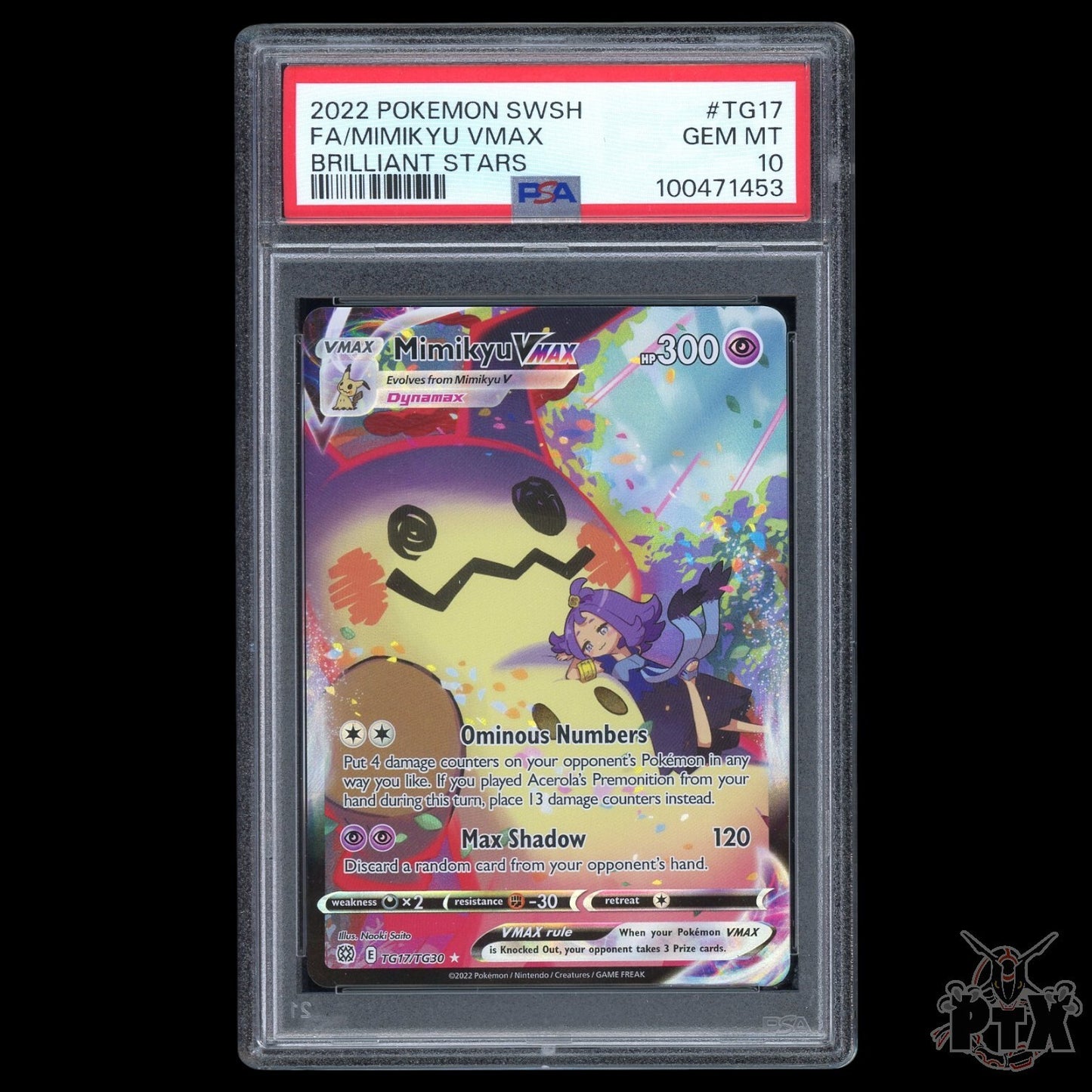 Mimikyu VMAX #TG17 PSA 10 Brilliant Stars Pokemon 2022
