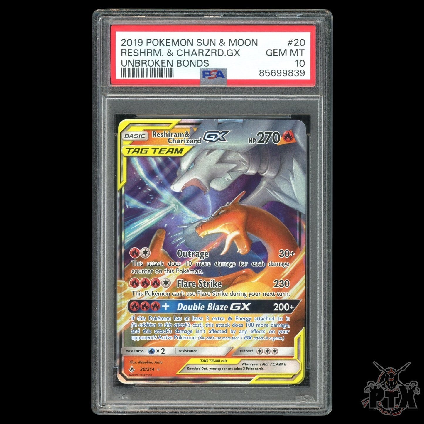 Reshiram & Charizard GX #20/214 PSA 10 Unbroken Bonds Pokemon 2019