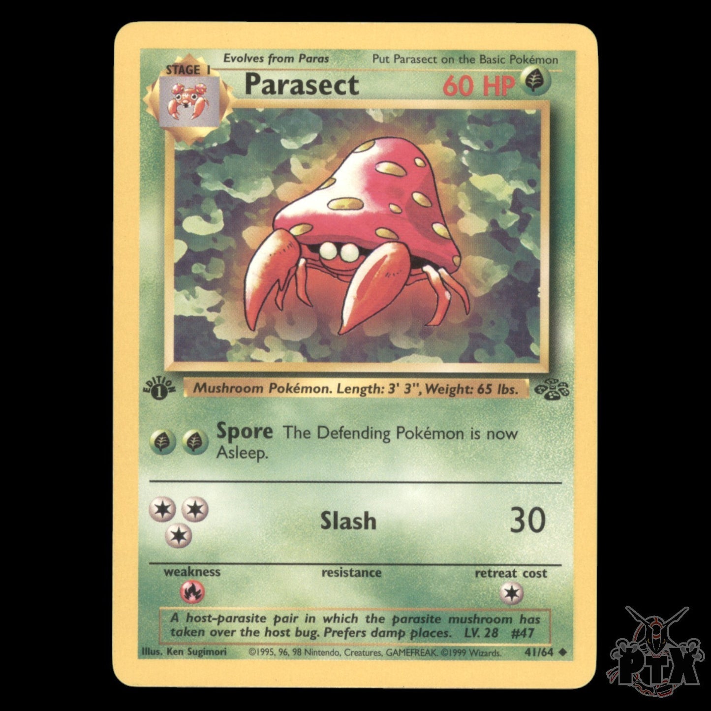 Parasect #41/64 1st Edition Jungle LP/Lightly Played Pokemon 1999