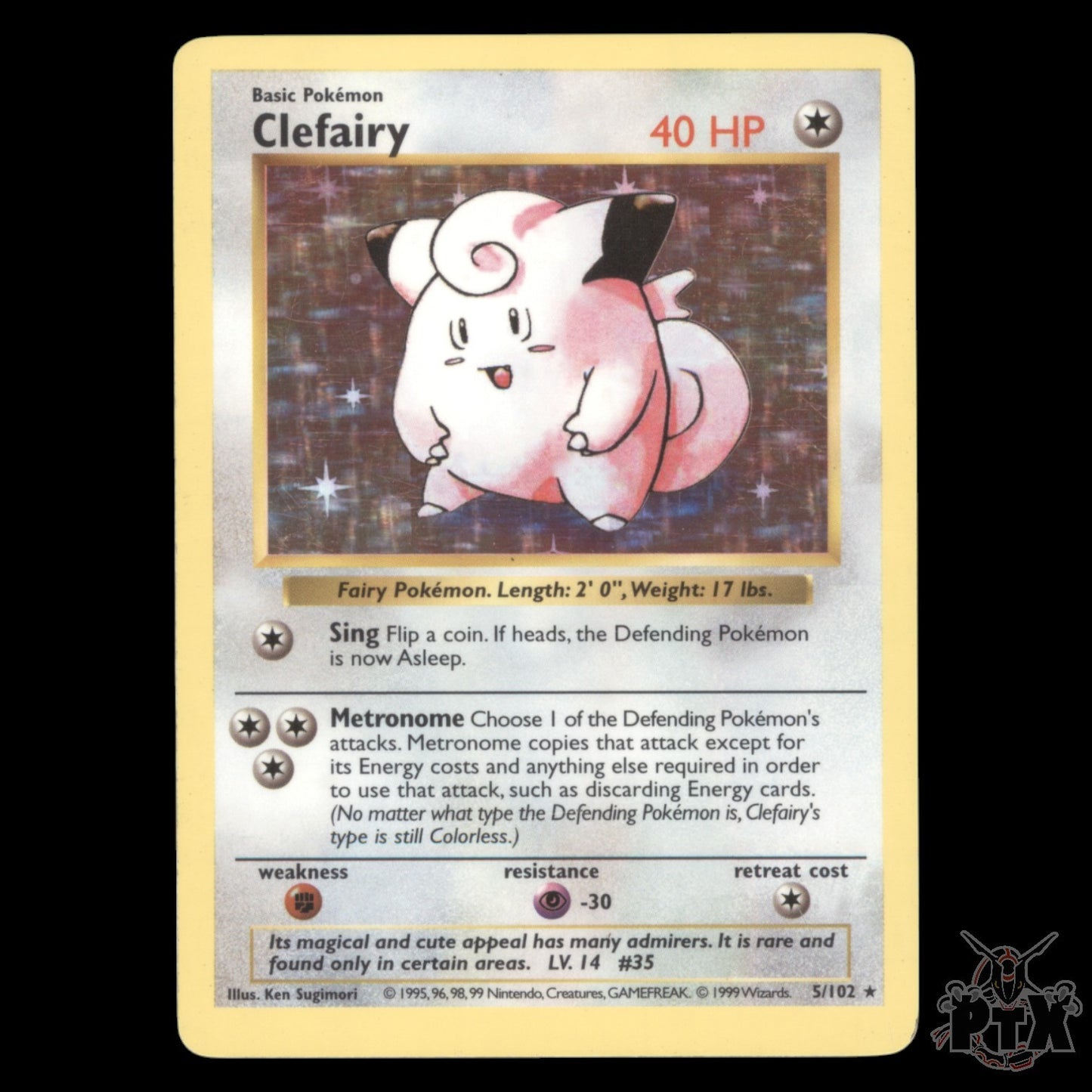 Clefairy Holo #5/105 Baset Set Shadowless LP/MP Pokemon 1999