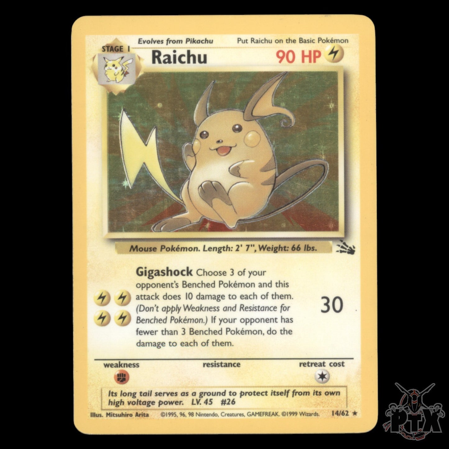 Raichu holo #14/62 Fossil NM/LP Pokemon 1999