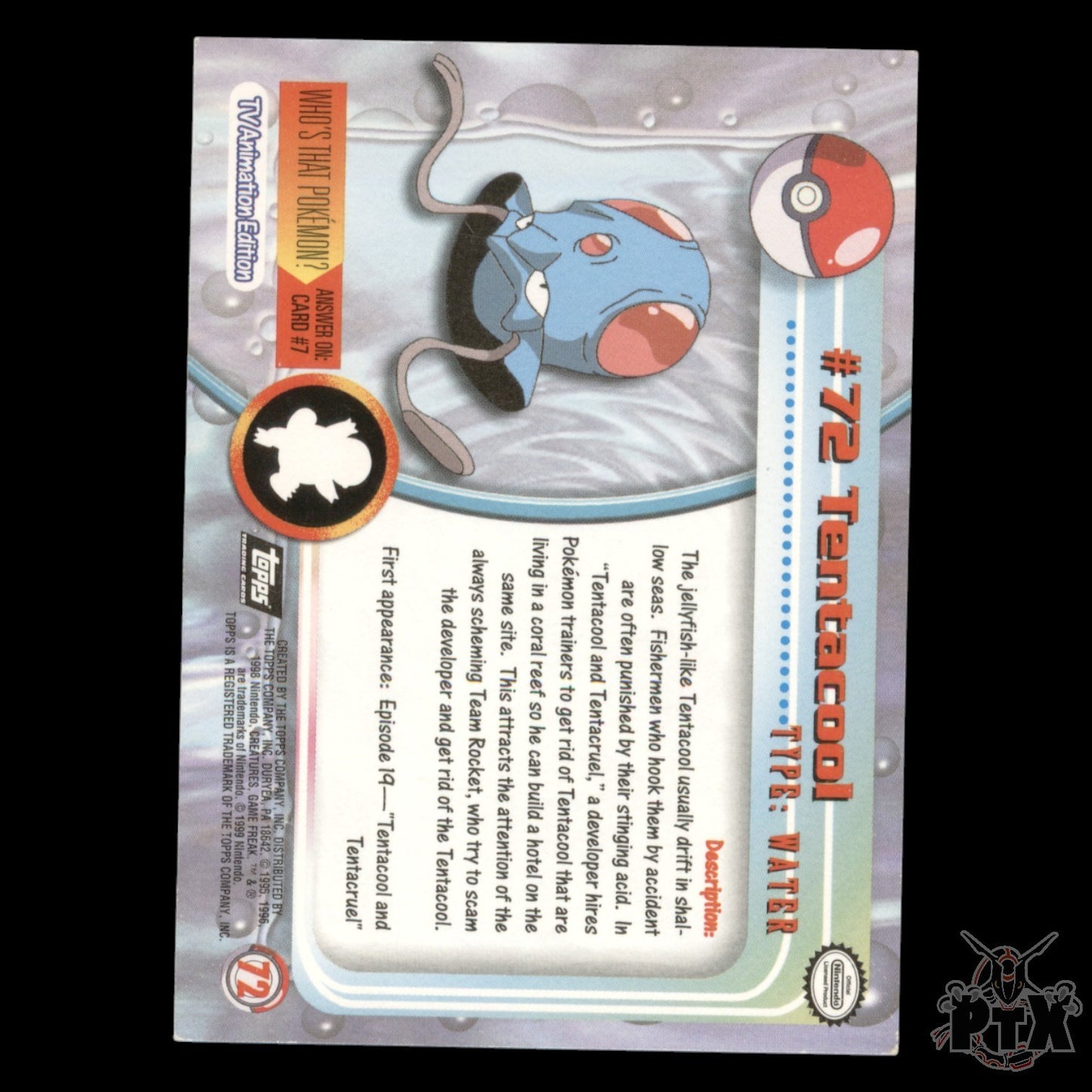 Topps Tentacool #72 Foil Series 1 Pokemon 2000