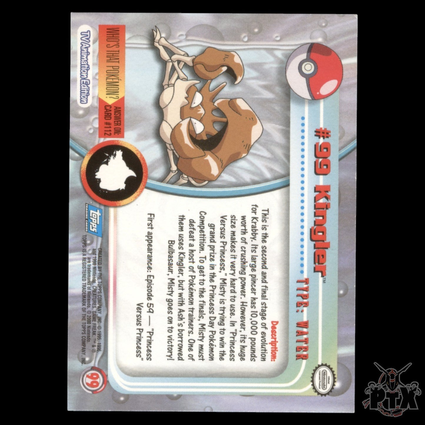 Topps Kingler #99 Foil Series 2 Pokemon 2000