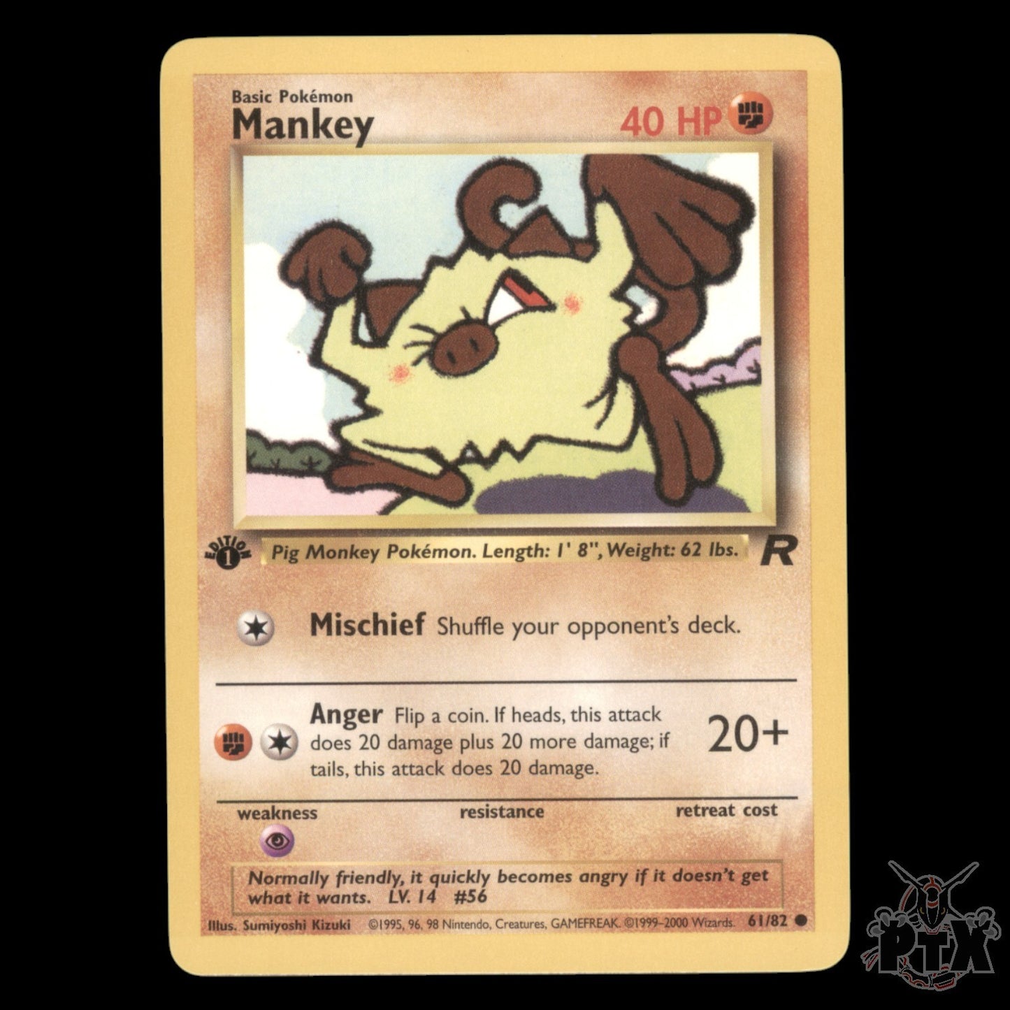 Mankey #61/82 1st Edition Team Rocket NM/Near Mint Pokemon 2000