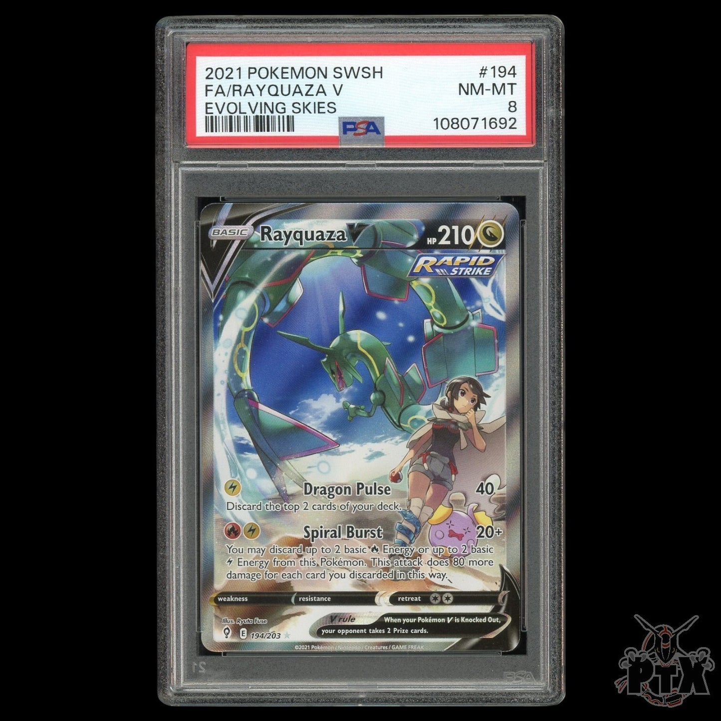 Rayquaza V #194/203 PSA 8 Evolving Skies Pokemon 2021