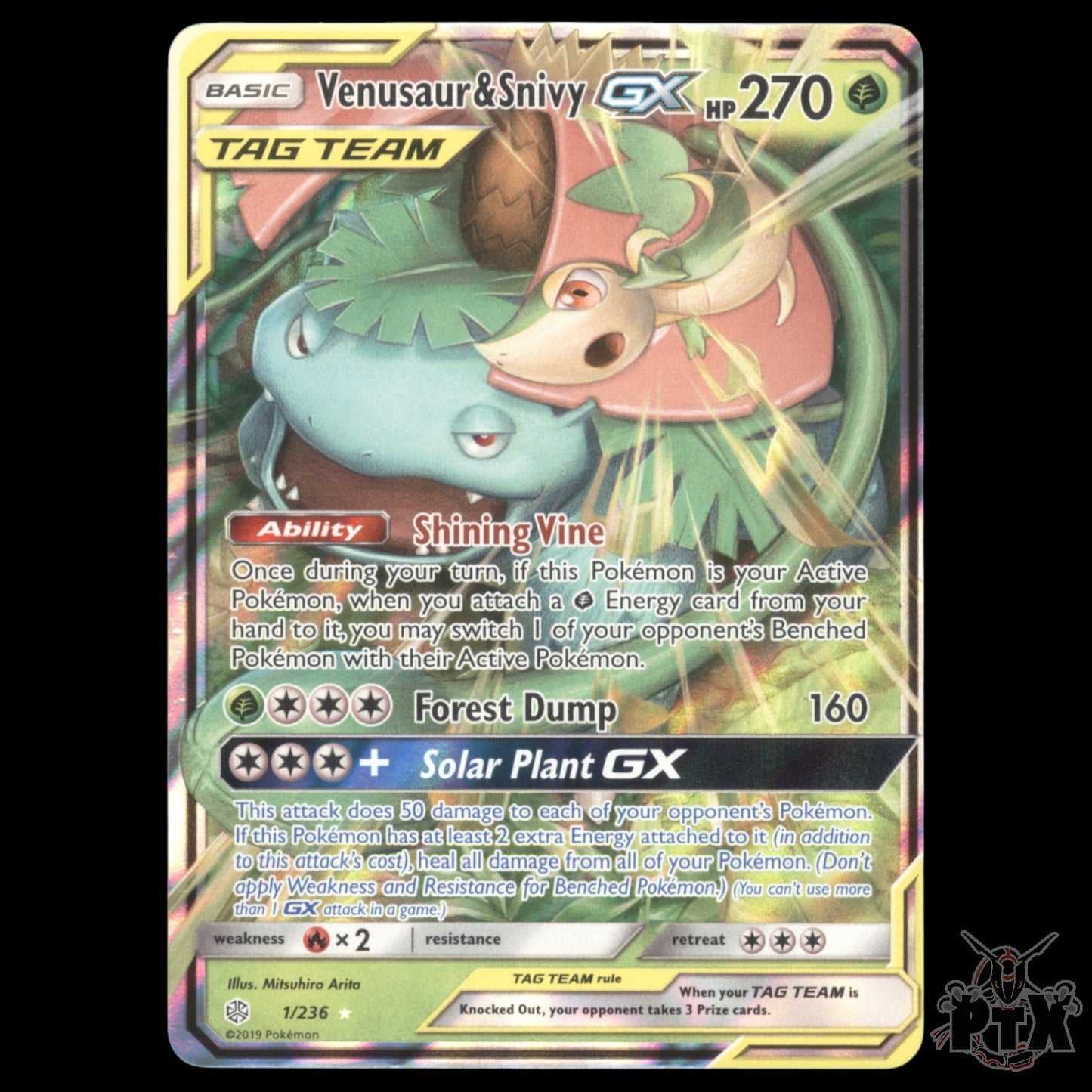Venusaur & Snivy GX #1/236 Cosmic Eclipse LP/Lightly Played Pokemon 2019