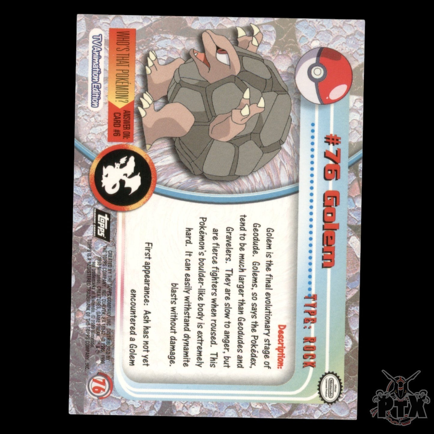 Topps Golem #76 Rainbow Foil Series 1 Pokemon 2000