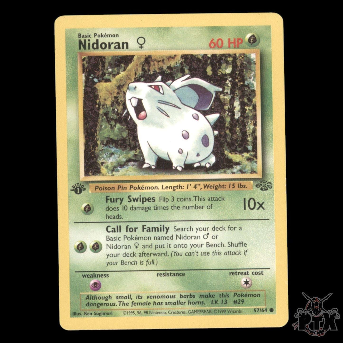 Nidoran #57/64 1st Edition Jungle NM/Near Mint Pokemon 1999