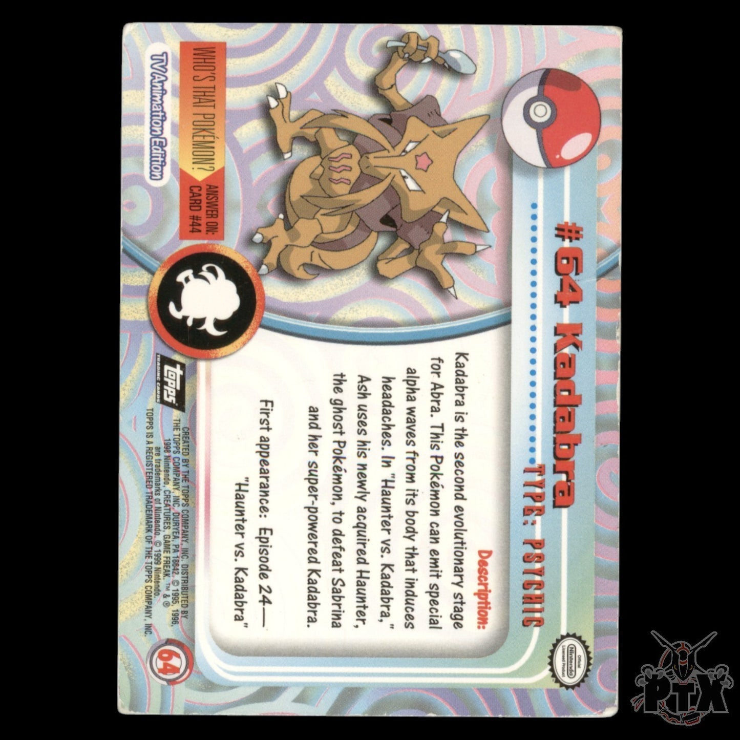 Topps Kadabra #64 Foil Series 1 Pokemon 2000