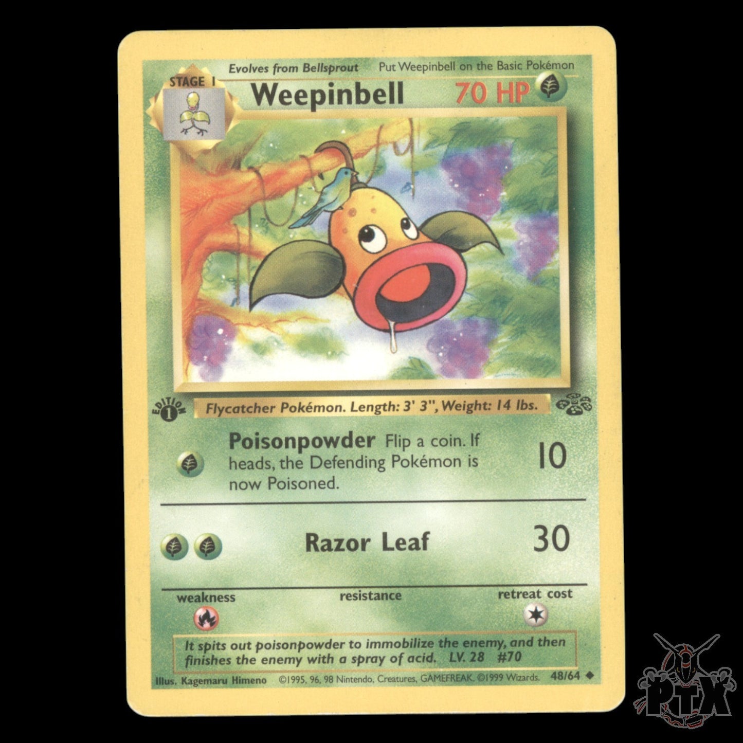 Weepinbell #48/64 1st Edition Jungle MP/Moderatly Played Pokemon 1999