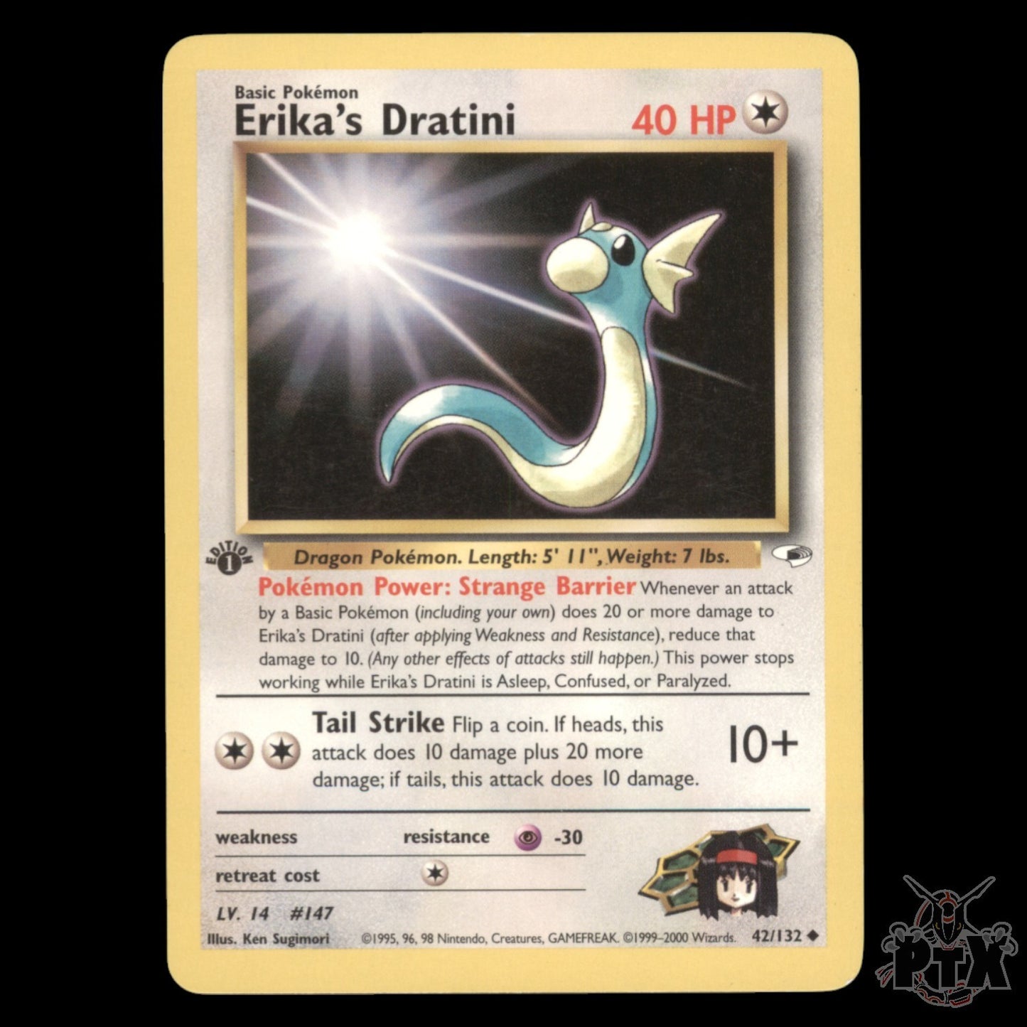 Erika's Dratini 1st Edition #42/132 Gym Heroes NM/Near Mint Pokemon 2000