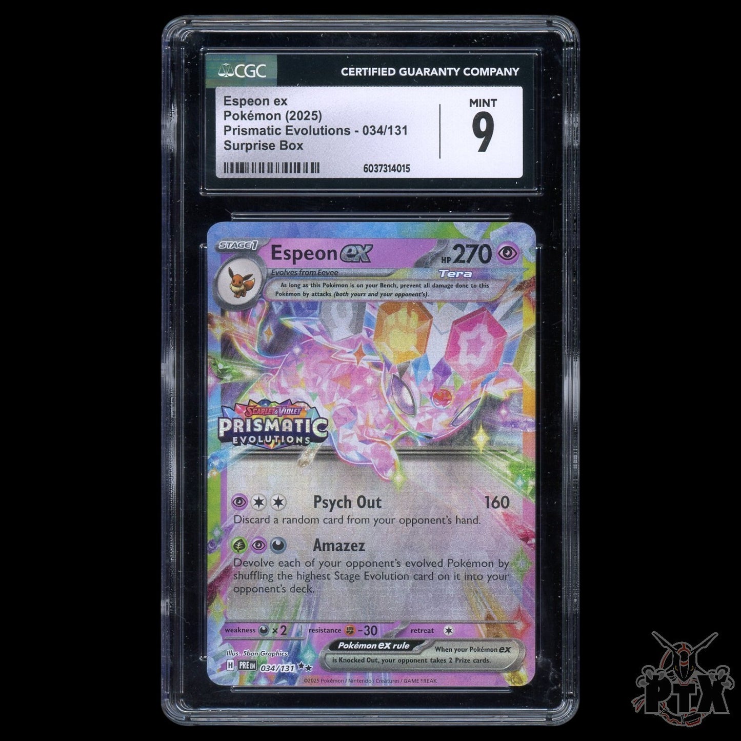 Espeon ex #34/131 CGC 9 Prismatic Evolutions Pokemon 2025