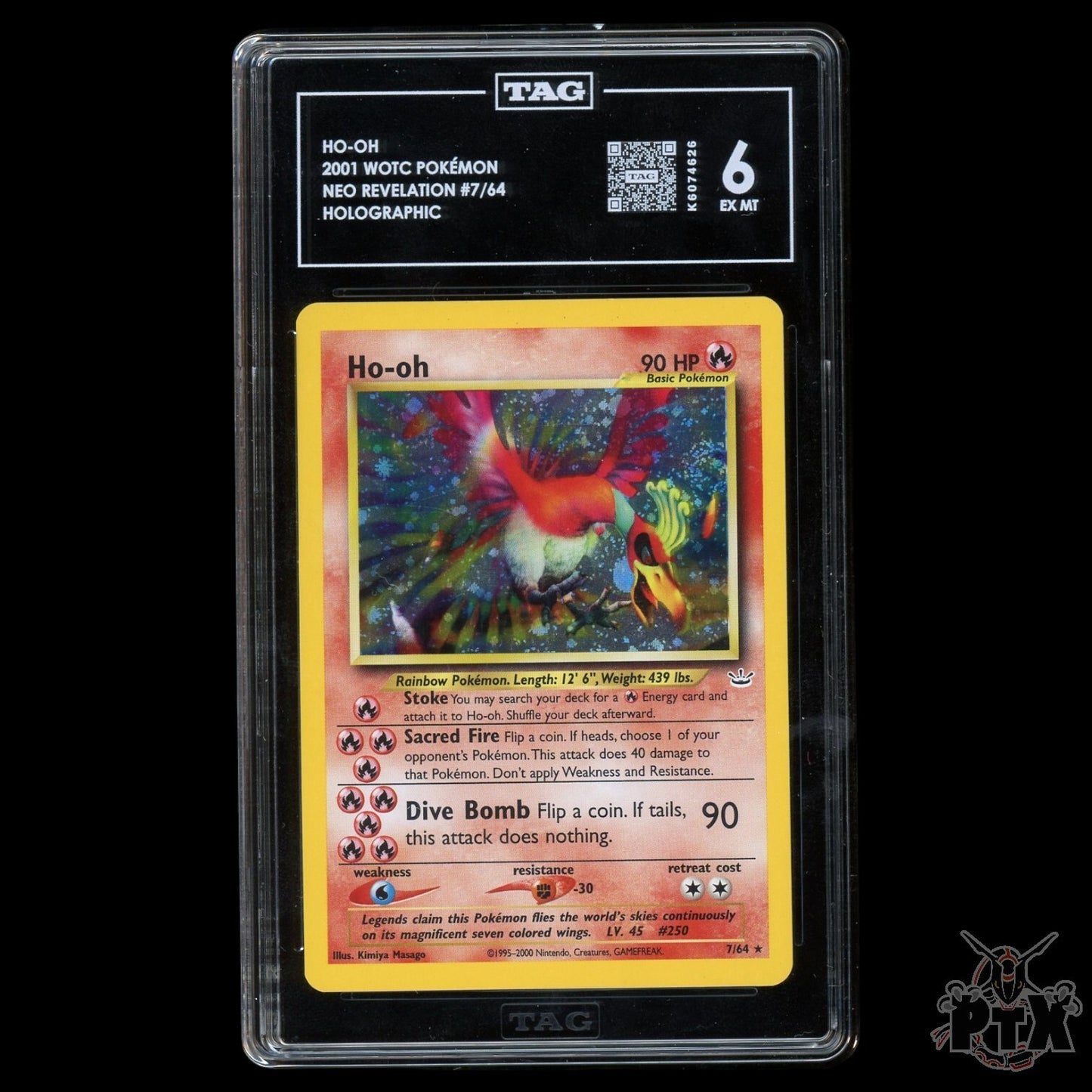 Ho-oh Holo #7/64 TAG 6 Double Holo Error Neo Revelation Pokemon 2001