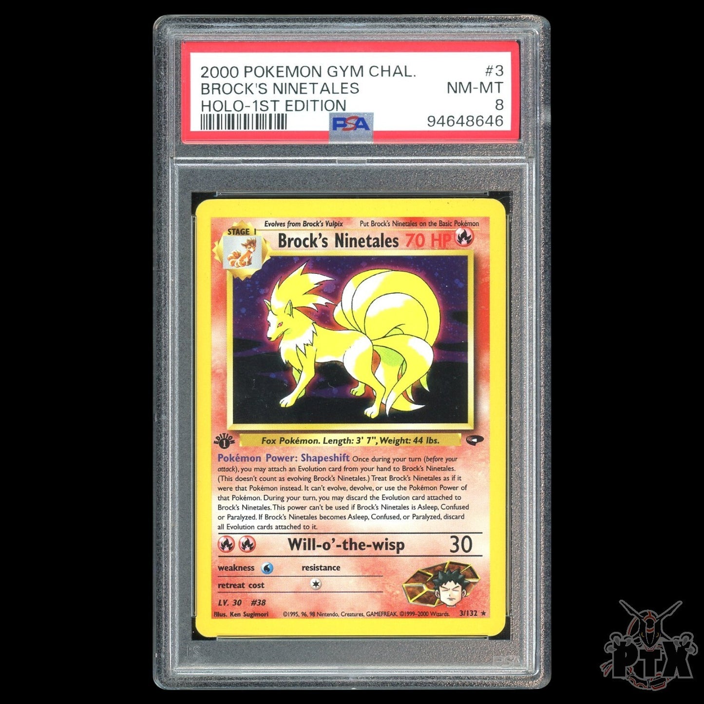 Brock's Ninetales Holo #3/132 PSA 8 1st Edition Gym Challenge Pokemon 2000