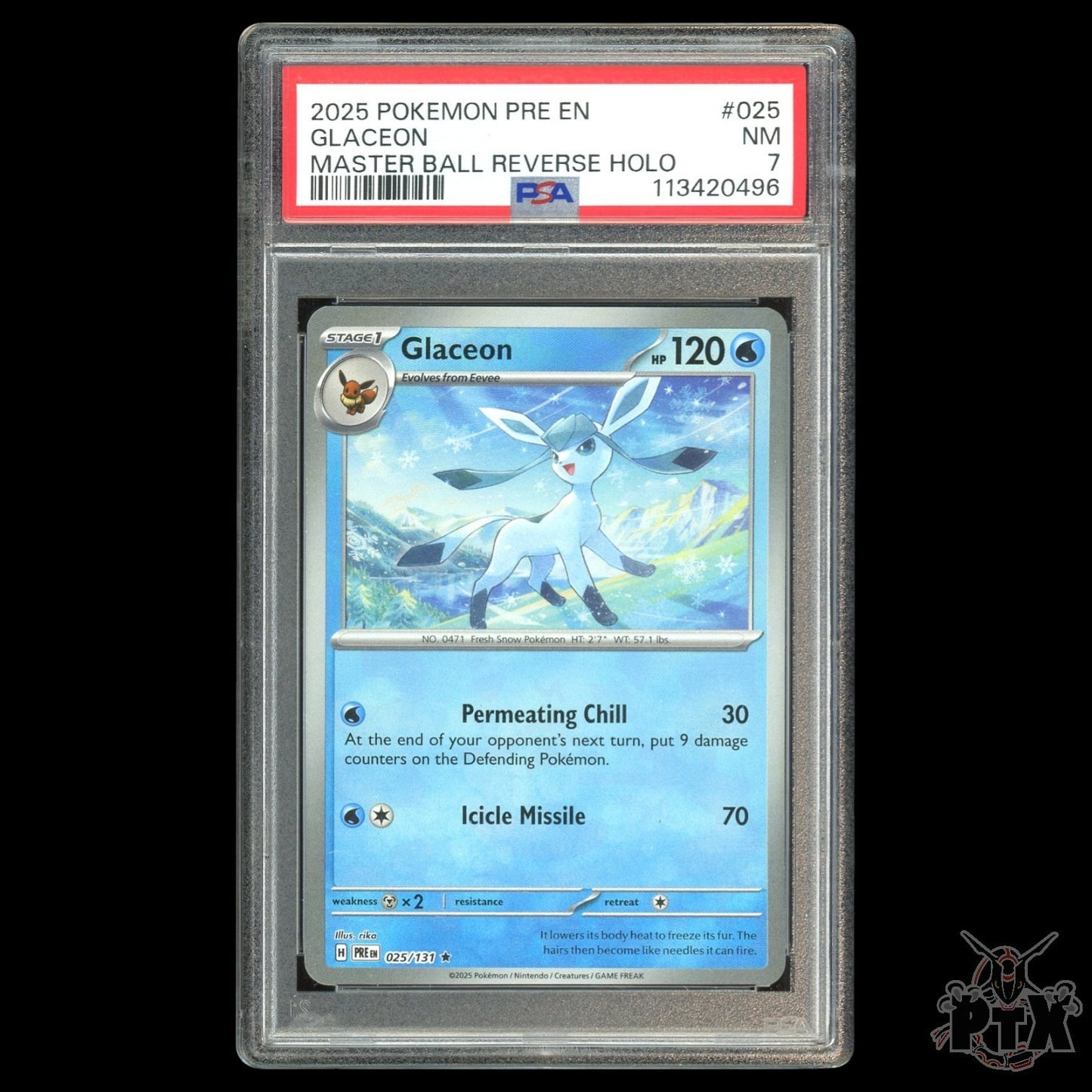 Glaceon Master Ball #25/131 PSA 7 Prismatic Evolutions Pokemon 2025