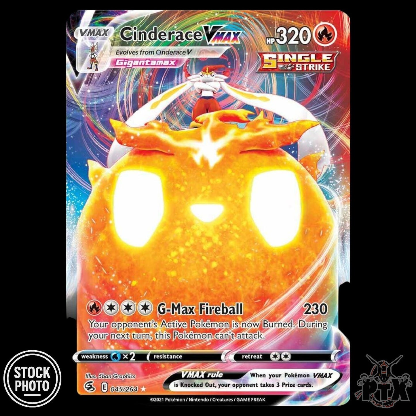 Cinderace VMAX #045/264 Fusion Strike NM/Near Mint Pokemon 2021