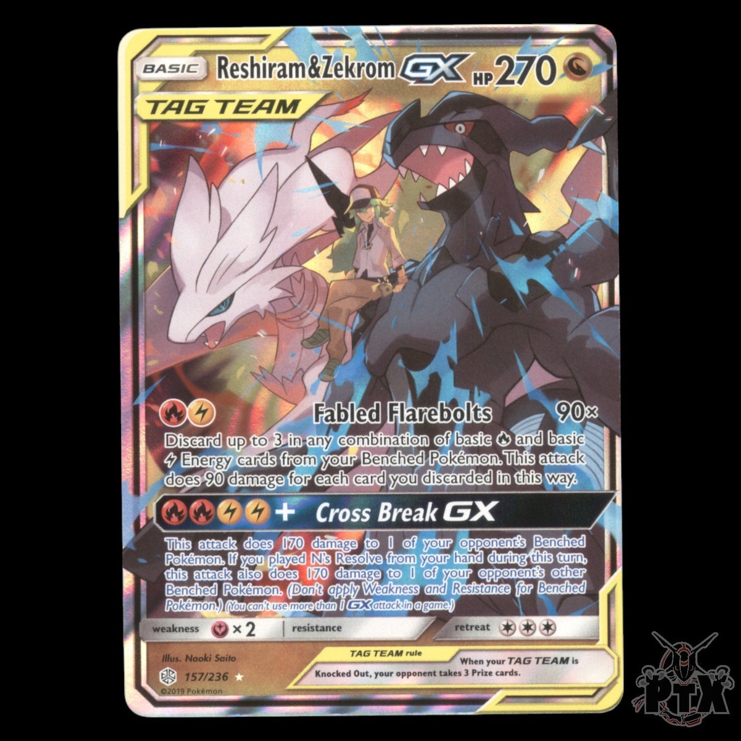 Reshiram & Zekrom GX #157/236 Cosmic Eclipse NM/Near Mint Pokemon 2019