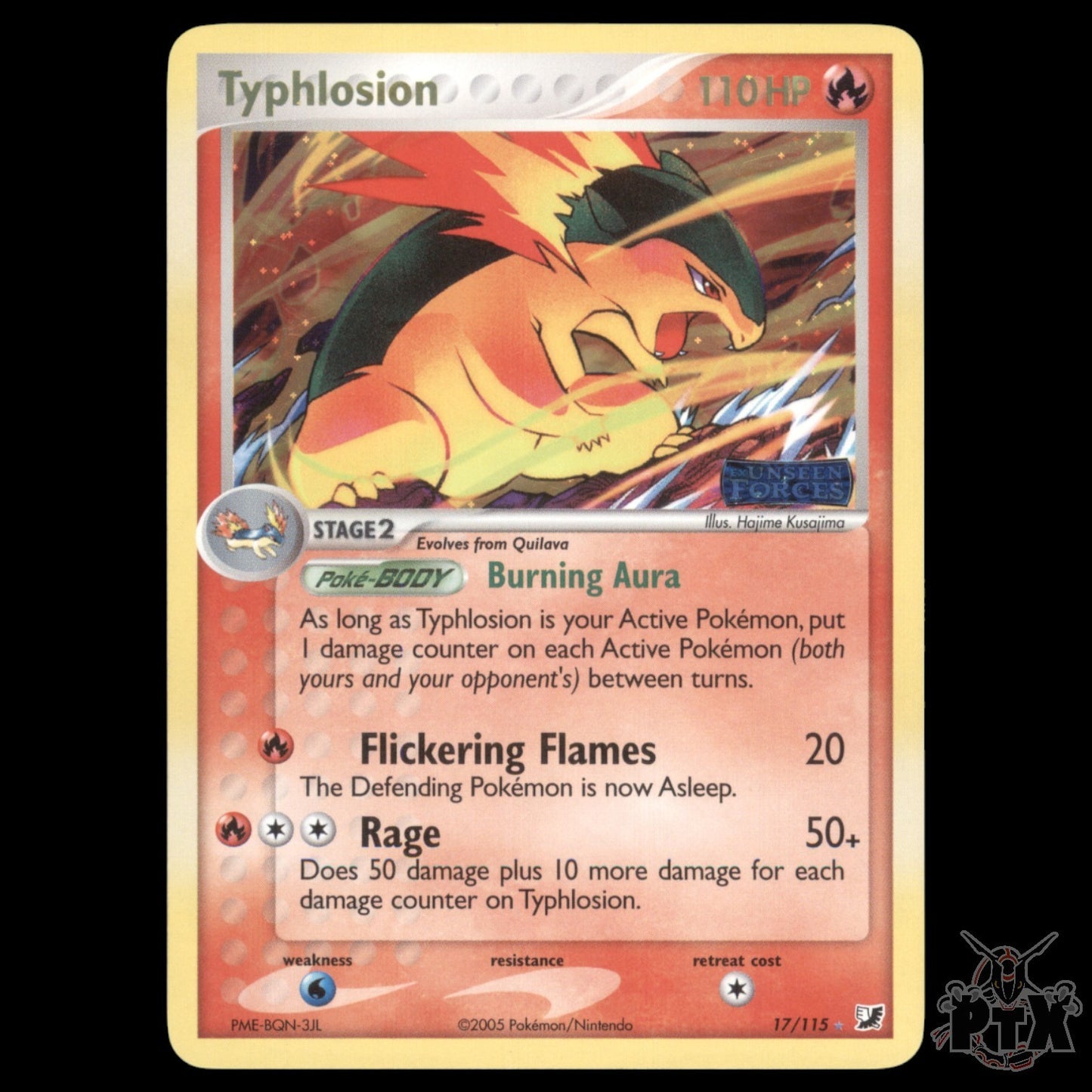Typhlosion Reverse Holo #17/115 EX Unseen Forces NM/LP Pokemon 2005