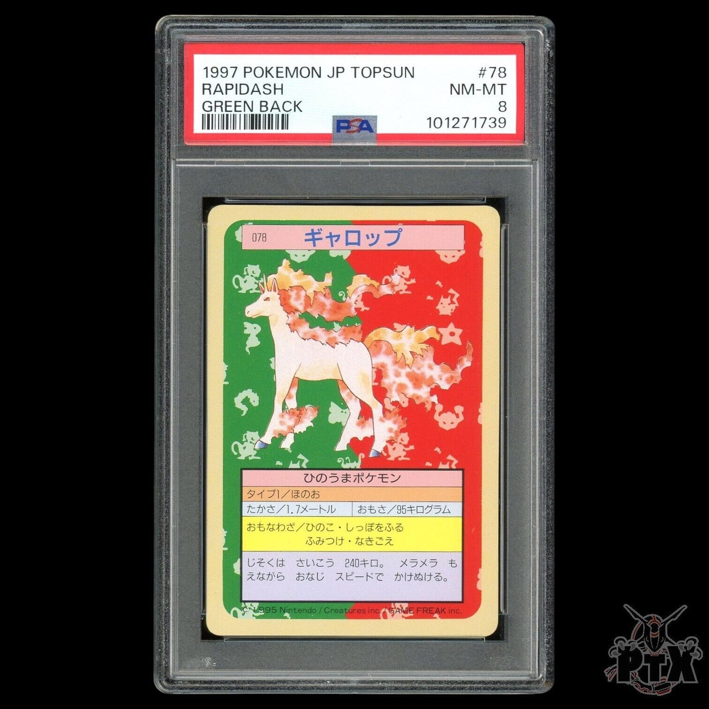 Rapidash #79 PSA 8 Japanese Topsun Green Back Pokemon 1997