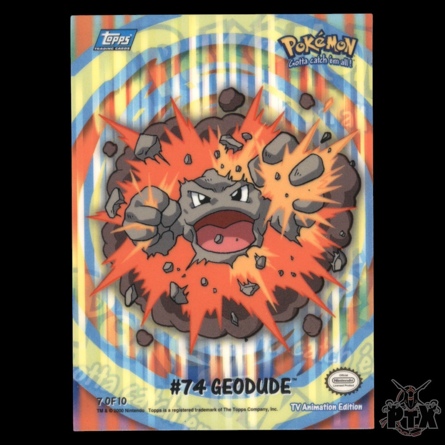 Topps Series 1 Geodude #74 Sticker 7/10 Puzzle LP/Lightly Played Pokemon 2000