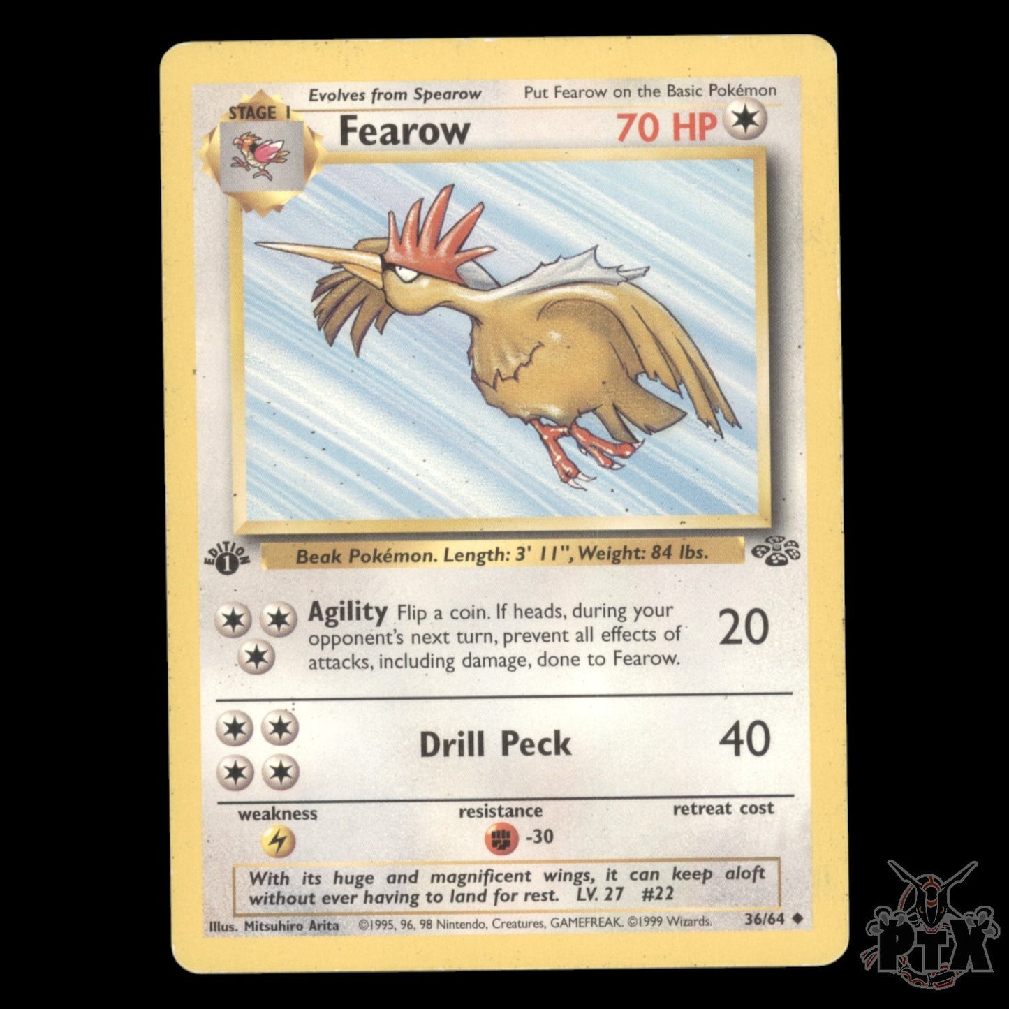 Fearow #36/64 1st Edition Jungle HP/Heavily Played Pokemon 1999