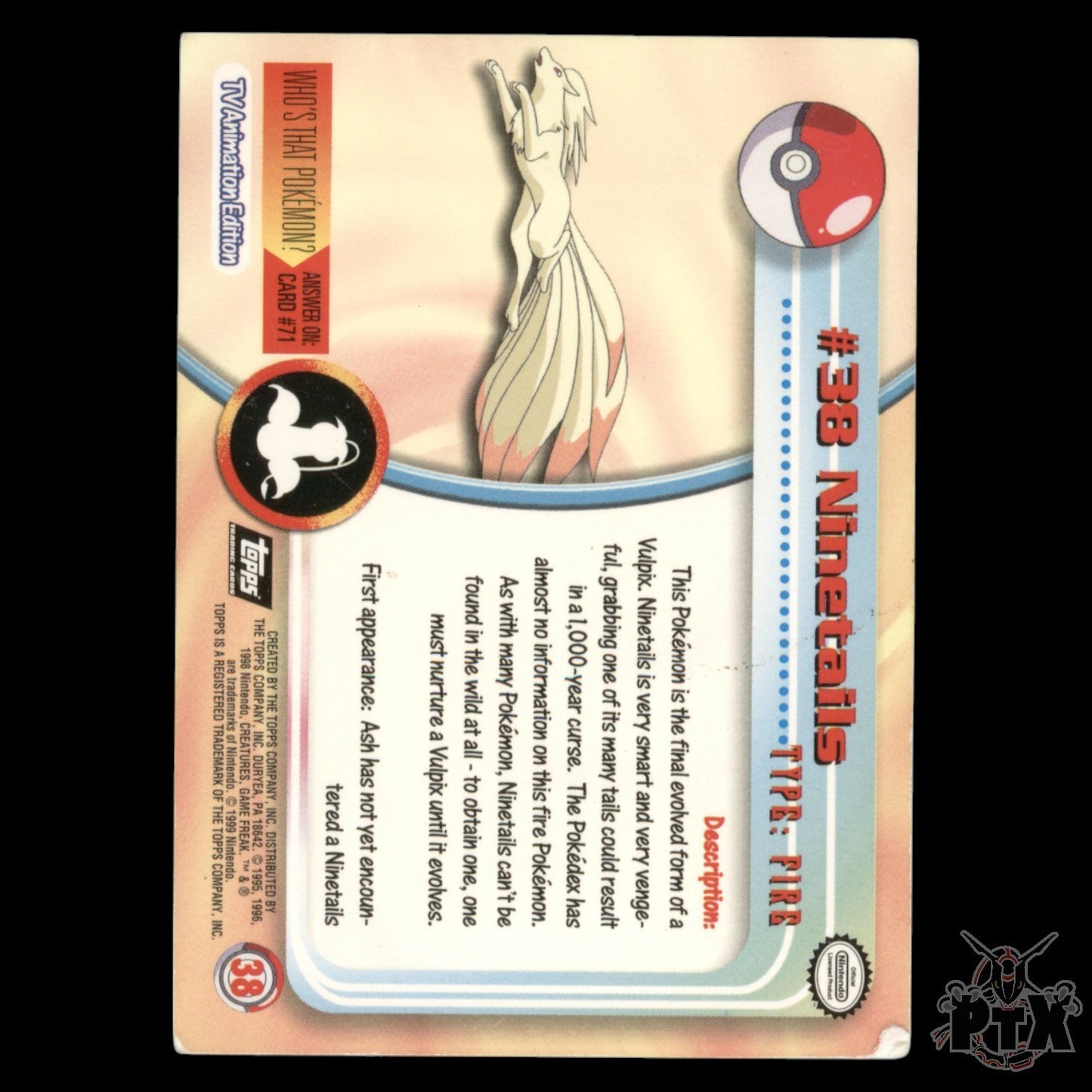 Topps Ninetales #38 Foil Series 1 Pokemon 2000