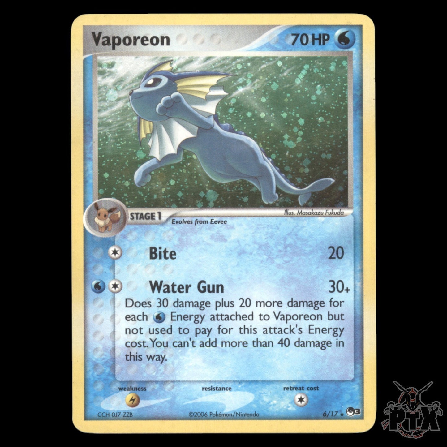Vaporeon Holo #6/17 POP Series 3 MP/Moderatly Played Pokemon 2006