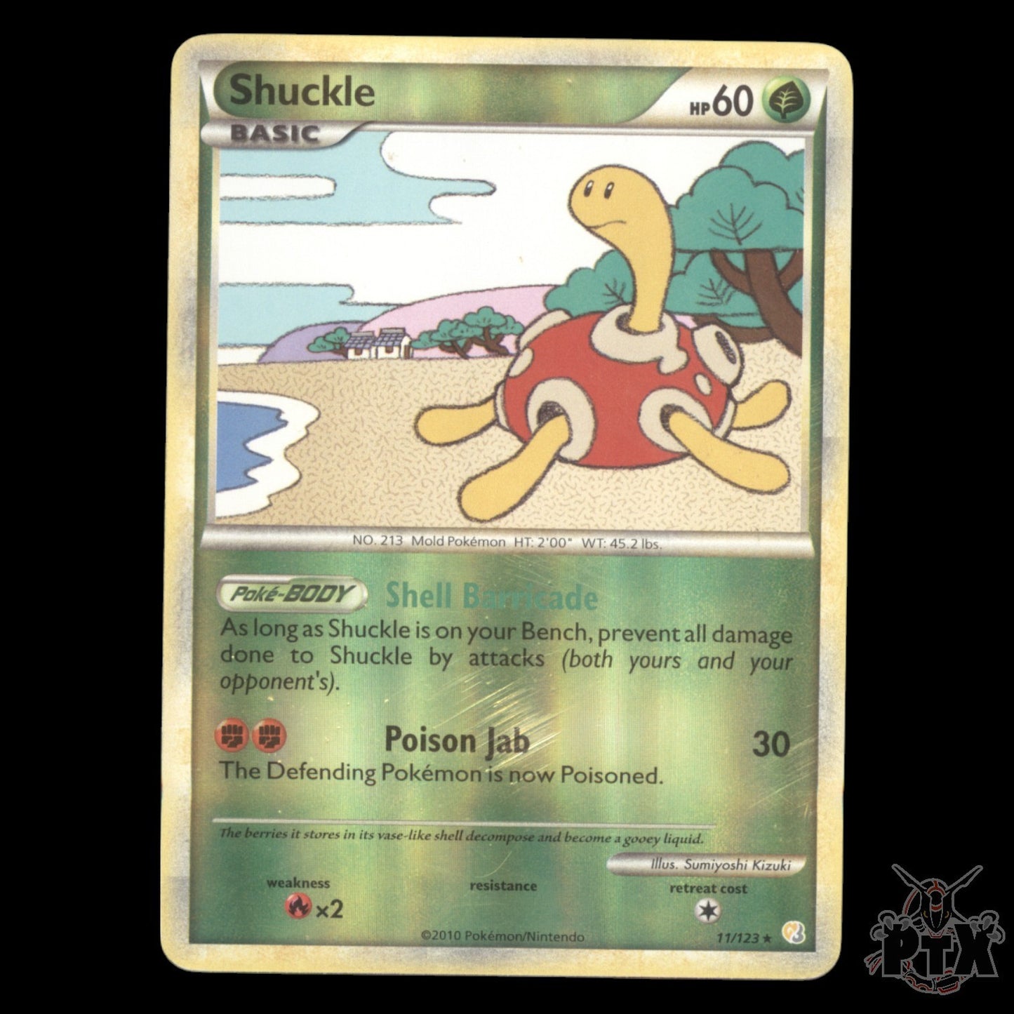 Shuckle Reverse Holo #11/123 HeartGold SoulSilver MP/Moderatly Played Pokemon