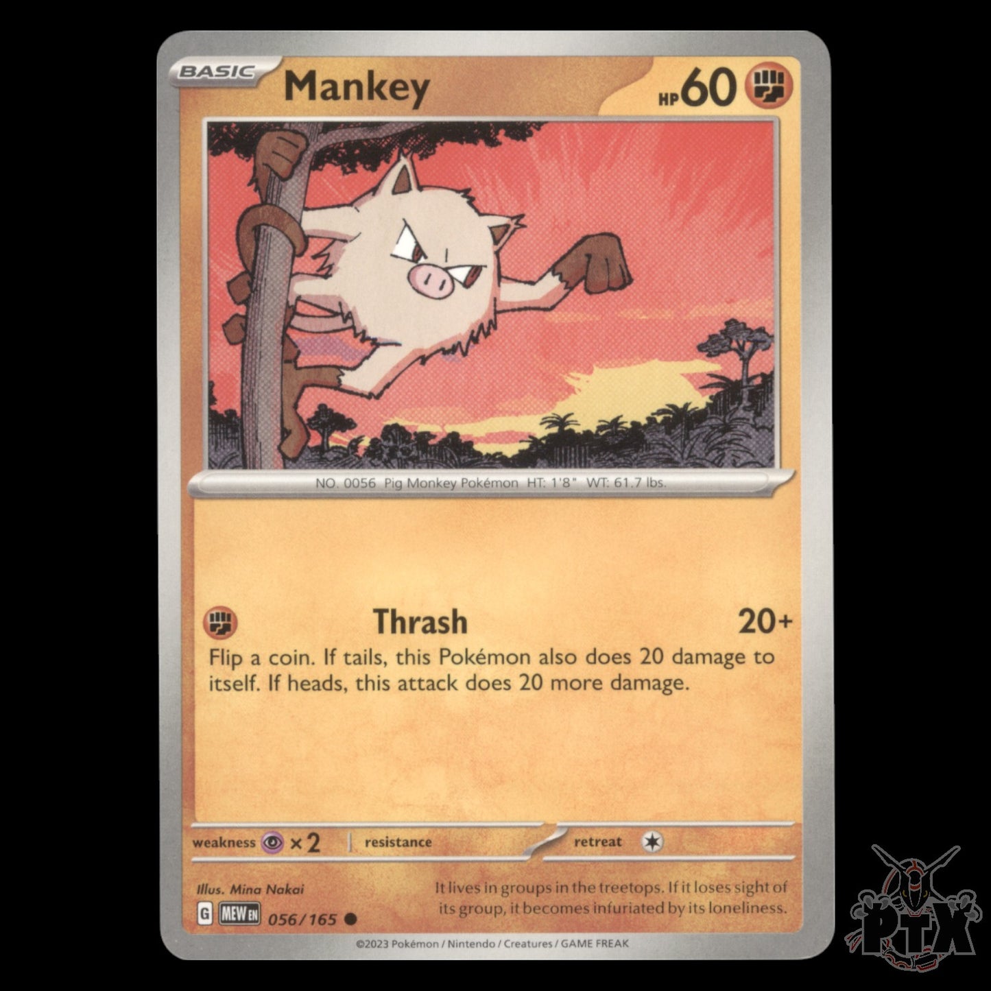 Mankey #043 Inverted Back & Miscut ERROR