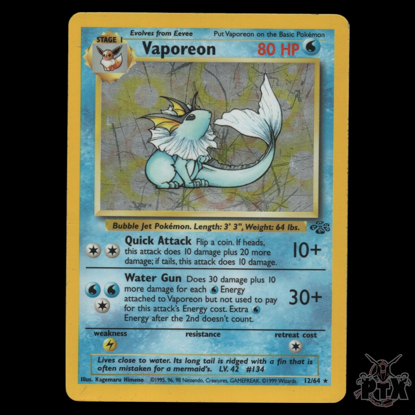 Vaporeon #12/64 Jungle LP/Lightly Played