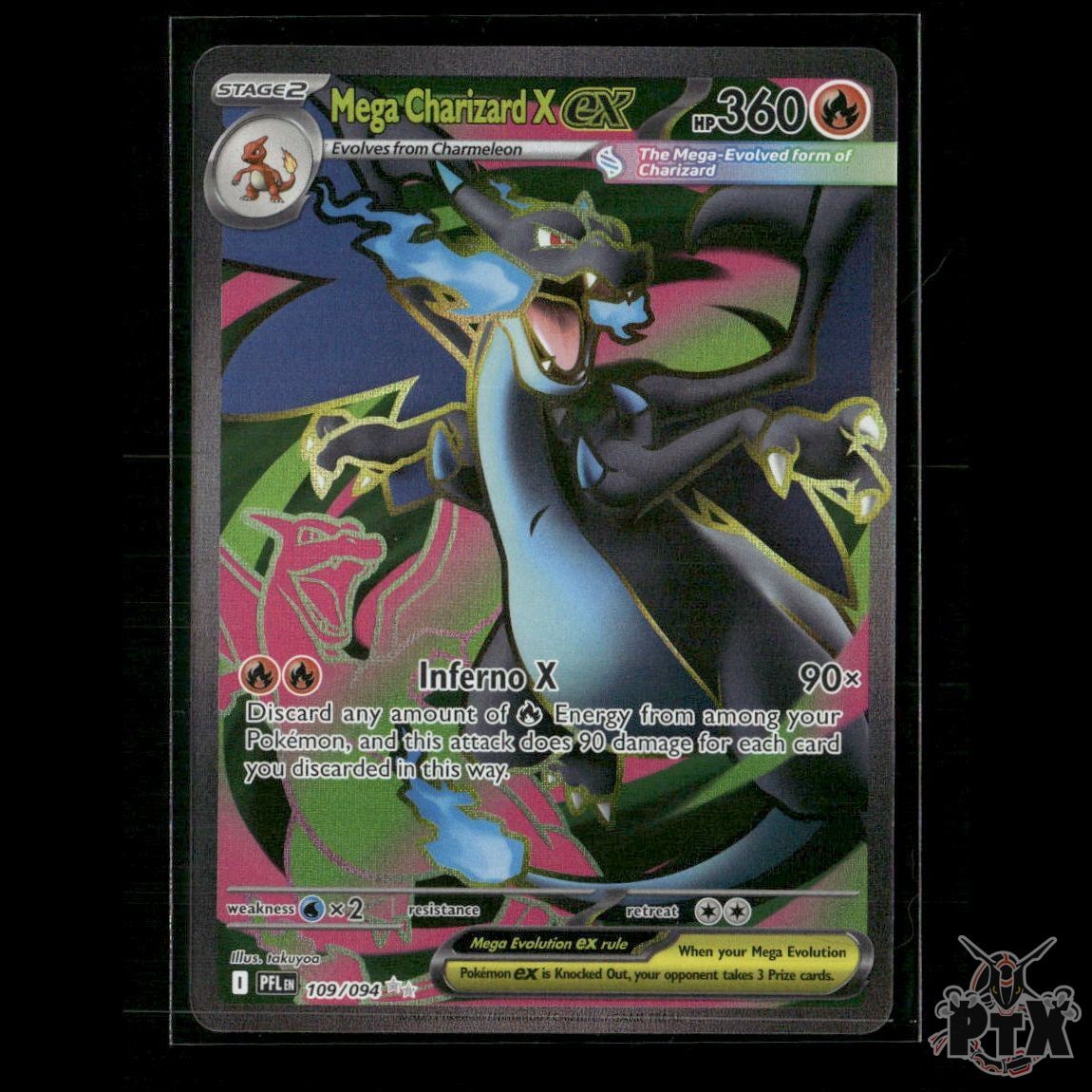 Mega Charizard X ex 109/094 ME02: Phantasmal Flames NM Pokemon