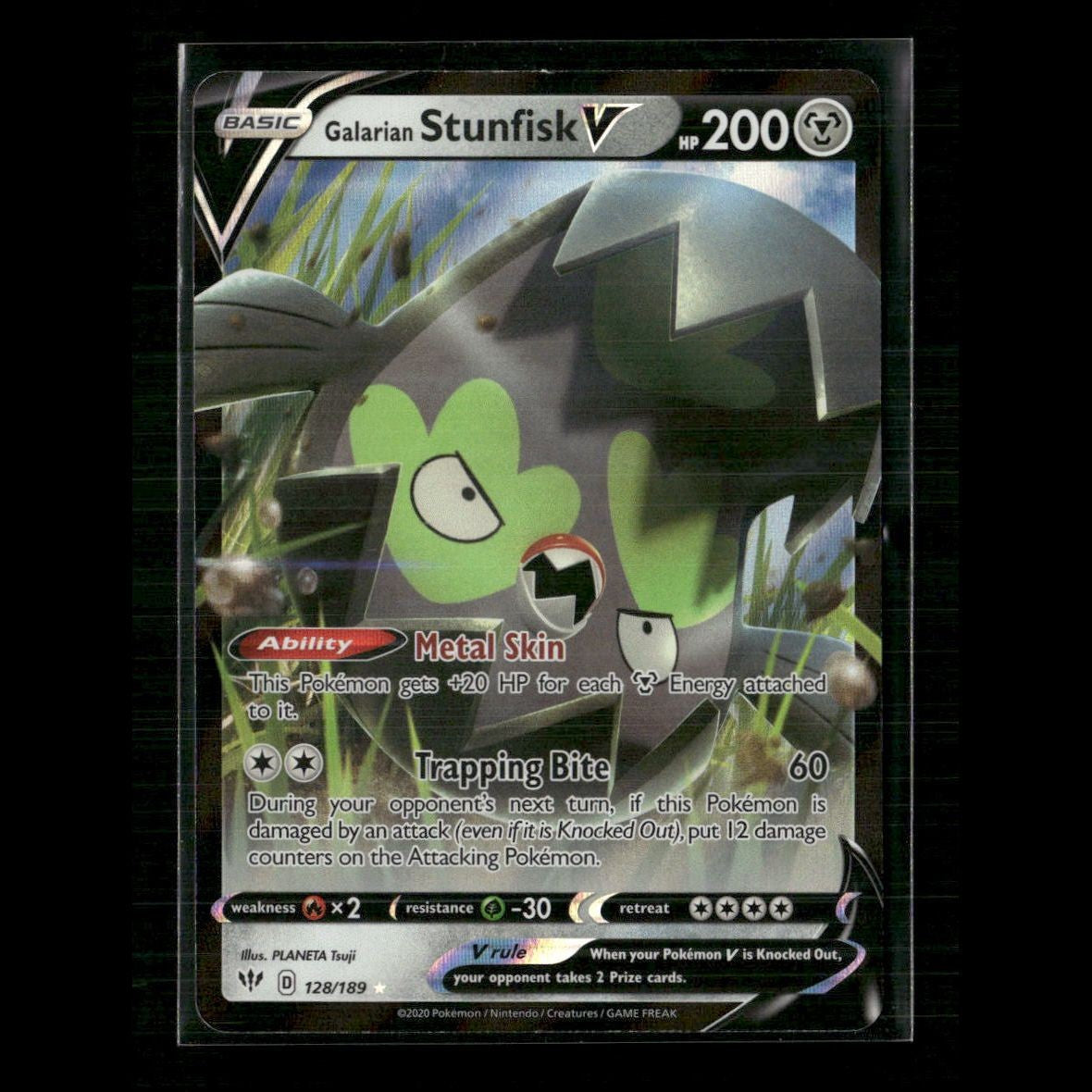 Galarian Stunfisk V 128/189 SWSH03: Darkness Ablaze NM Pokemon