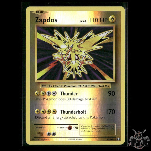 Zapdos Reverse Holo 42/108 XY - Evolutions NM Pokemon