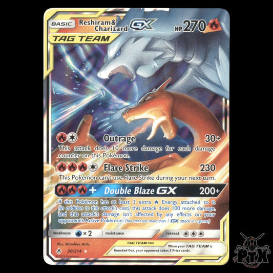 Reshiram & Charizard gx #20/214 Unbroken Bunds NM/Near Mint Pokemon 2019