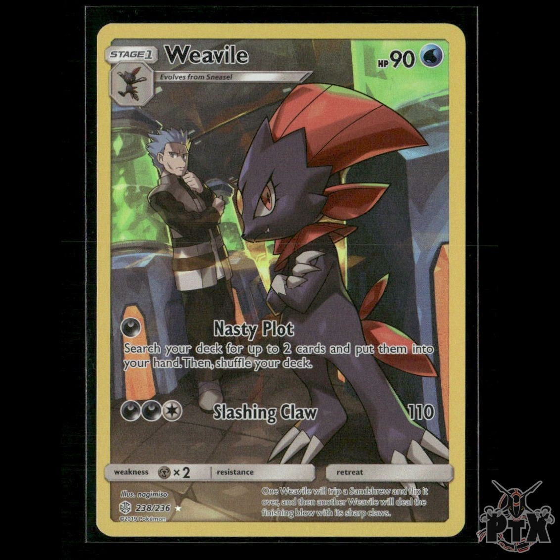 Weavile (Secret) 238/236 SM - Cosmic Eclipse NM Pokemon