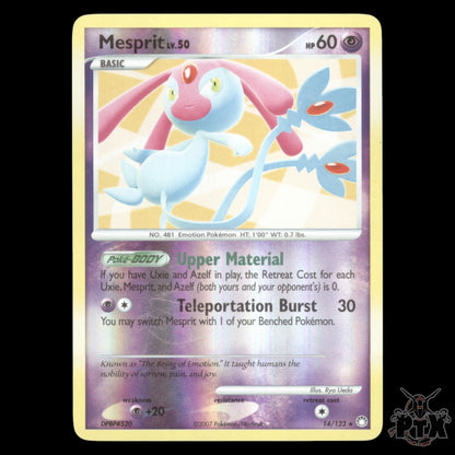 Mesprit LV.50 #14/123 Mysterious Treasures MP/Moderatly Played Pokemon 2007