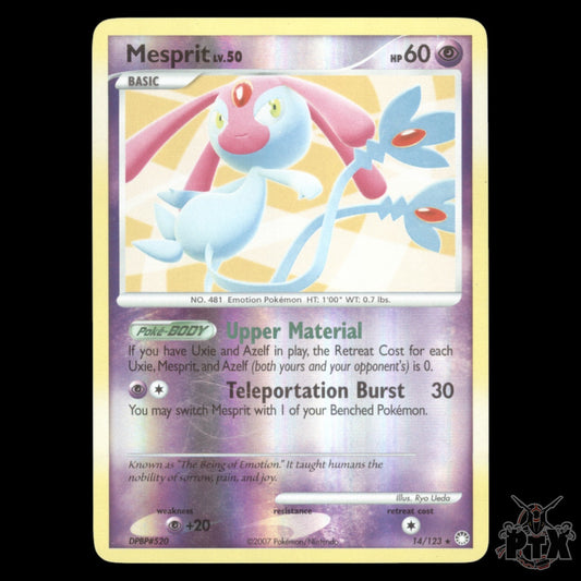 Mesprit LV.50 #14/123 Mysterious Treasures MP/Moderatly Played Pokemon 2007